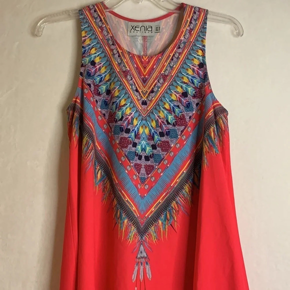 Xenia Boutique Fuchsia Pink Sheath Dress with Tribal Detail Size 2 - Picture 2 of 6